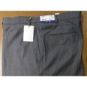NEW Mens Hart Schaffner Marx WOOL Straight flat front Grey Pant 44R Unhemmed‎